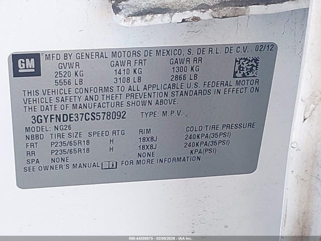 2012 CADILLAC SRX 3GYFNDE37CS578092 Photo 8