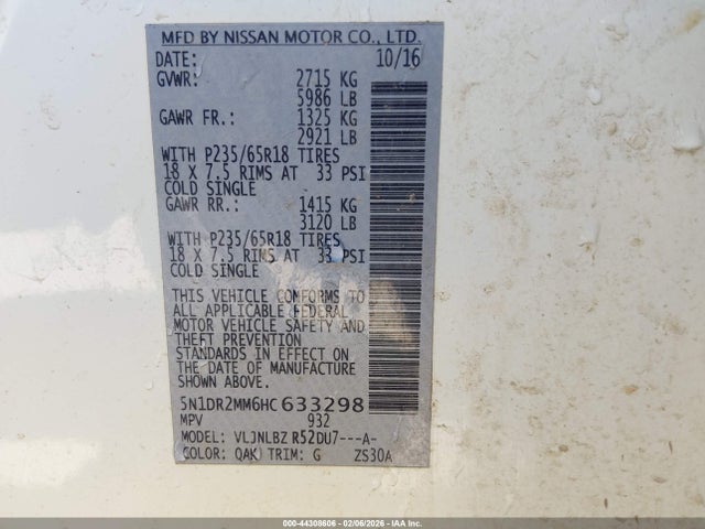 Nissan Pathfinder S 2017 5N1DR2MM6HC633298 Image 9
