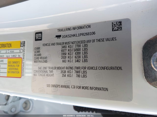 1GKS2HKL1PR268106 GMC Yukon Xl 4wd At4