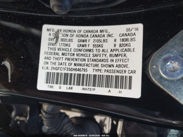 Honda Civic Ex-t 2016 2HGFC1F35GH646795 Image 9