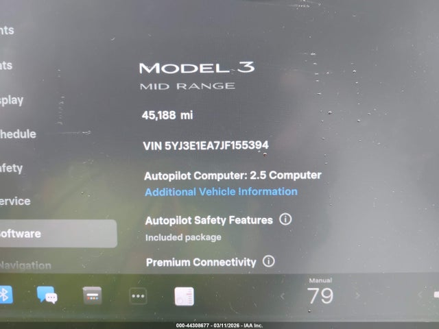 Продажа на аукционе авто 2018 Tesla Model 3 Long Range/mid Range, vin: 5YJ3E1EA7JF155394, номер лота: 44308677
