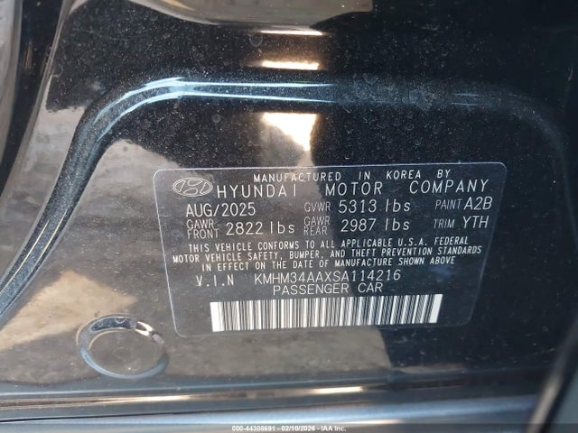 Aukcja sprzedaży 2025 Hyundai Ioniq 6 Sel, vin: KMHM34AAXSA114216, numer aukcji: 44308691