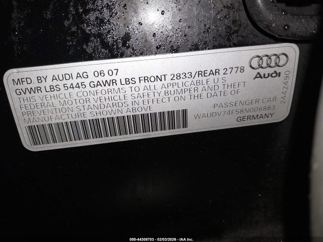 2008 AUDI A6 WAUDV74F58N006883 Photo 8