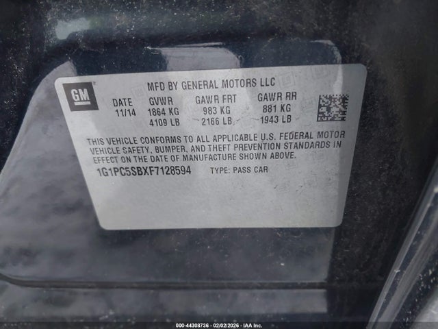 1G1PC5SBXF7128594 Chevrolet Cruze 1lt Auto