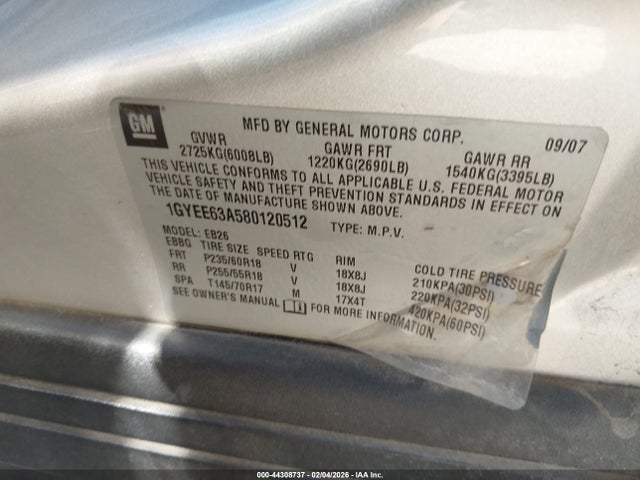 2008 CADILLAC SRX 1GYEE63A580120512 Photo 8