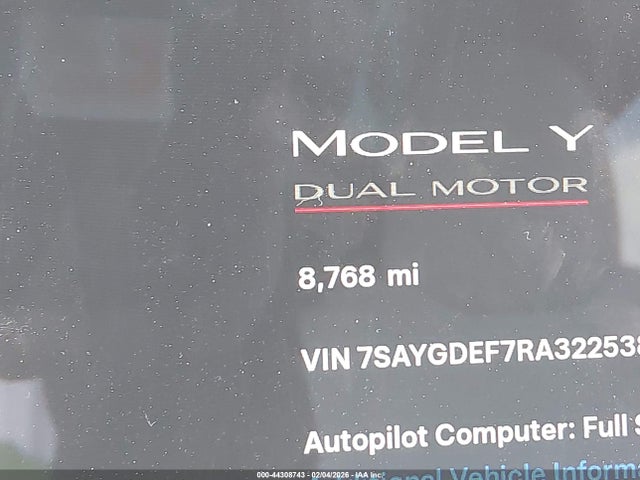 7SAYGDEF7RA322538 Tesla Model Y Performance Dual Motor All-wheel Drive