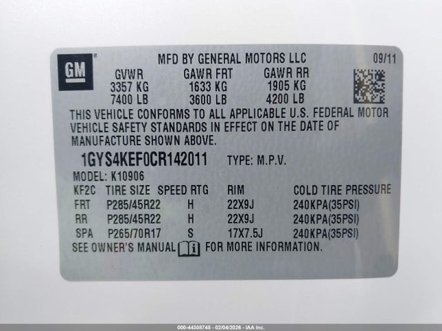 2012 CADILLAC ESCALADE ESV 1GYS4KEF0CR142011 Photo 8