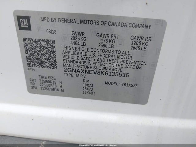 Chevrolet Equinox Premier 2019 2GNAXNEV8K6135536 Image 9
