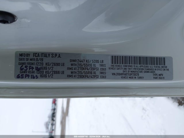 Продажа на аукционе авто 2020 Ram Promaster City Tradesman, vin: ZFBHRFAB7L6P26129, номер лота: 44308758