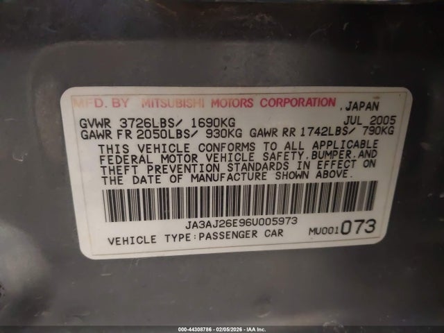 2006 MITSUBISHI LANCER JA3AJ26E96U005973 Photo 8
