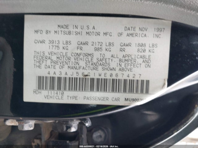 1998 MITSUBISHI GALANT 4A3AJ56G1WE067427 Photo 8