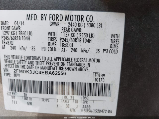 2014 FORD EDGE 2FMDK3JC4EBA62556 Photo 8