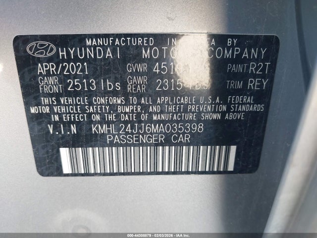KMHL24JJ6MA035398 Hyundai Sonata Blue