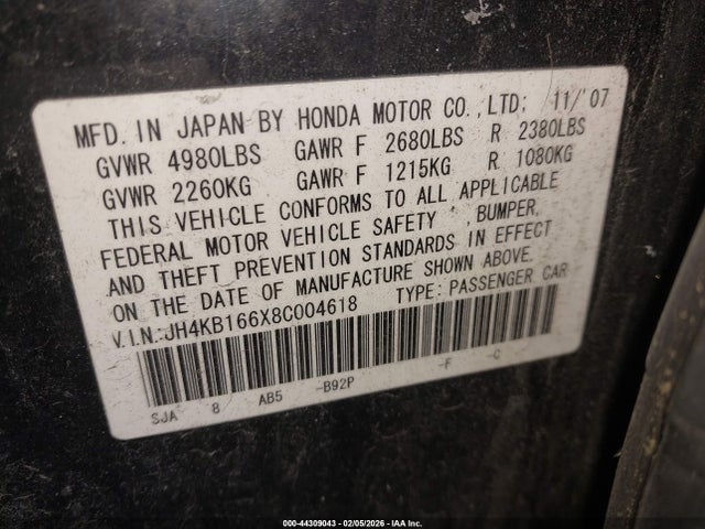 2008 ACURA RL JH4KB166X8C004618 Photo 8