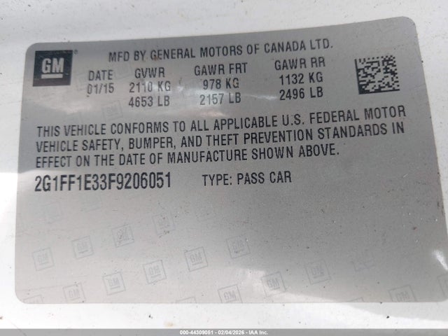 Chevrolet Camaro 2lt 2015 2G1FF1E33F9206051 Image 9