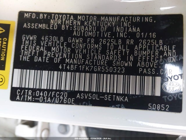 Toyota CAMRY LE 2016 4T4BF1FK7GR550323 Image 9