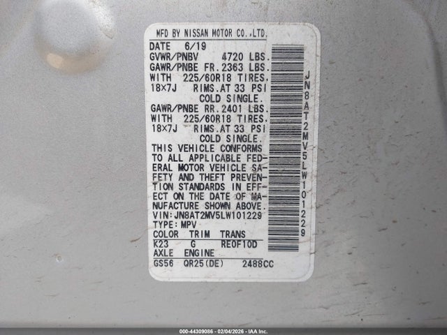 2020 NISSAN ROGUE JN8AT2MV5LW101229 Photo 8