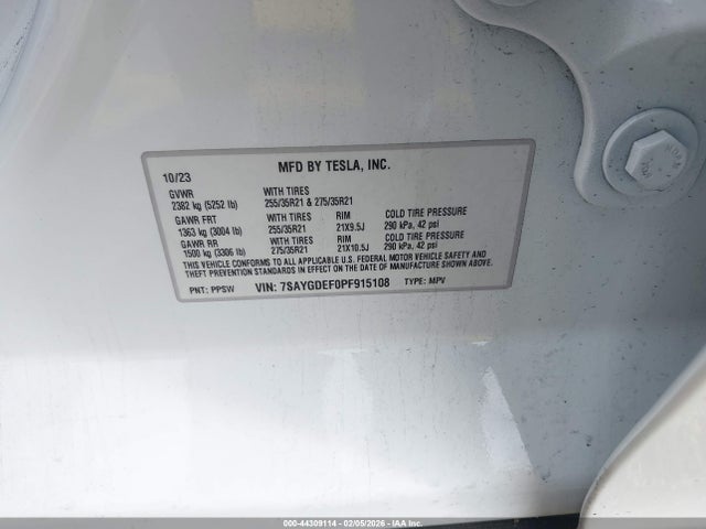 2023 TESLA MODEL Y 7SAYGDEF0PF915108 Photo 8