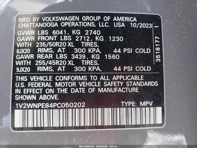 1V2WNPE84PC050202 Volkswagen Id.4 Awd Pro S