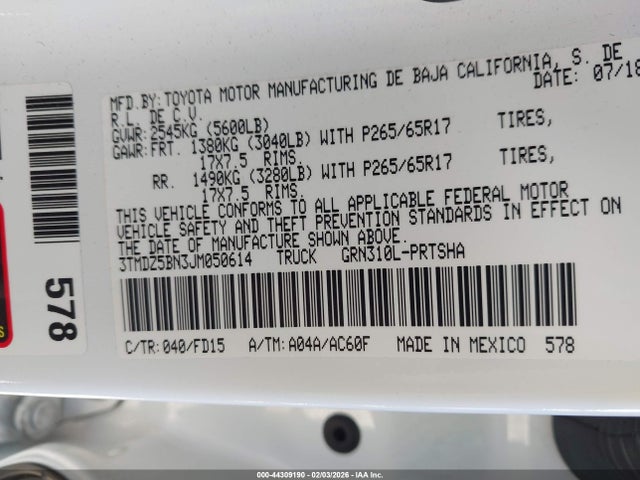 3TMDZ5BN3JM050614 Toyota Tacoma Trd Sport