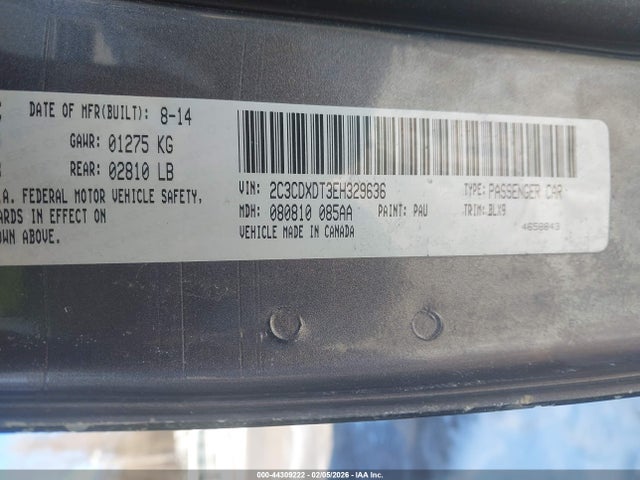 44309222 :رقم المزاد ، 2C3CDXDT3EH329636 vin ، 2014 Dodge Charger R/t Plus مزاد بيع