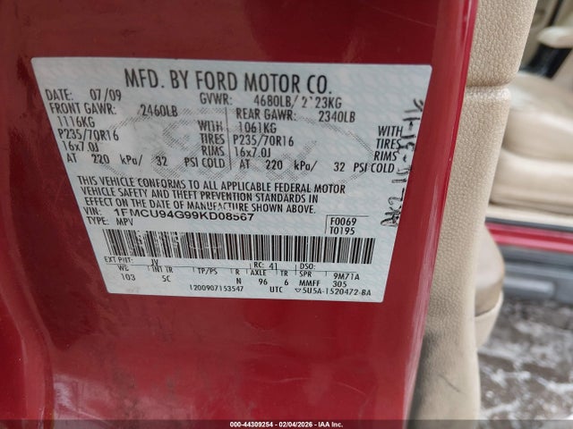 2009 FORD ESCAPE 1FMCU94G99KD08567 Photo 8