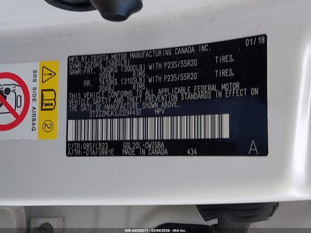 Aukcja sprzedaży 2018 Lexus Rx 350, vin: 2T2ZZMCA3JC094497, numer aukcji: 44309271
