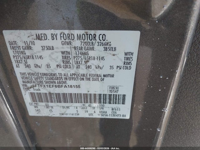 2011 FORD F-150 1FTFX1EF6BFA18155 Photo 8