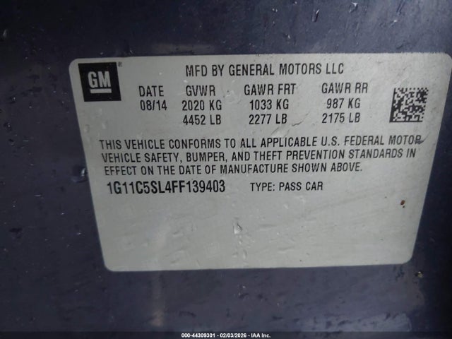 Chevrolet MALIBU 1LT 2015 1G11C5SL4FF139403 Image 9