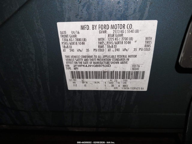 Ford EDGE SEL 2016 2FMPK4J91GBB75343 Image 9