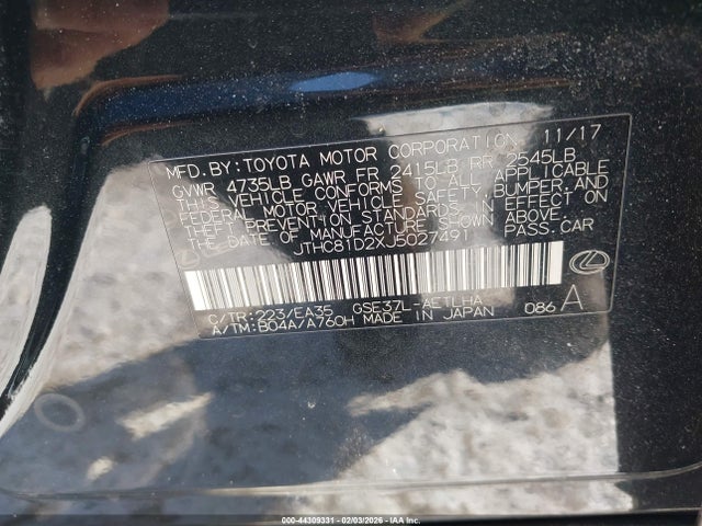 Lexus IS 300 2018 JTHC81D2XJ5027491 Image 9