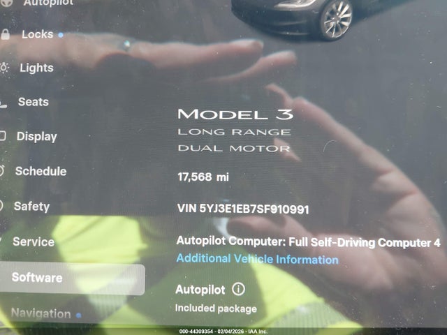 Продажа на аукционе авто 2025 Tesla Model 3 Long Range All-wheel Drive, vin: 5YJ3E1EB7SF910991, номер лота: 44309354