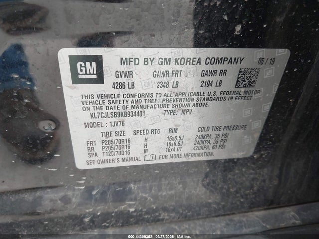 Chevrolet Trax Lt 2019 KL7CJLSB9KB934401 Image 9