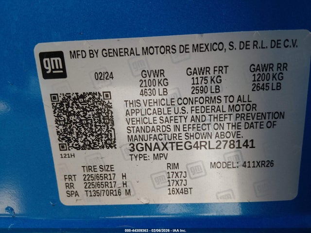 3GNAXTEG4RL278141 Chevrolet Equinox Awd 2fl