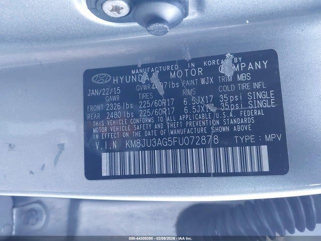 KM8JU3AG5FU072878 Hyundai TUCSON SE
