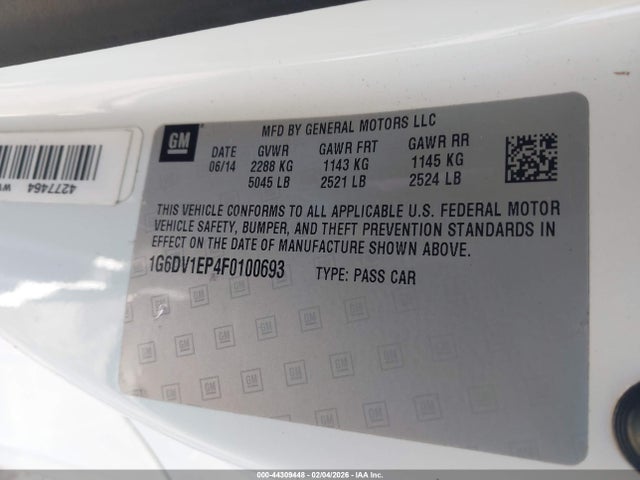 Продажа на аукционе авто 2015 Cadillac Cts-v, vin: 1G6DV1EP4F0100693, номер лота: 44309448
