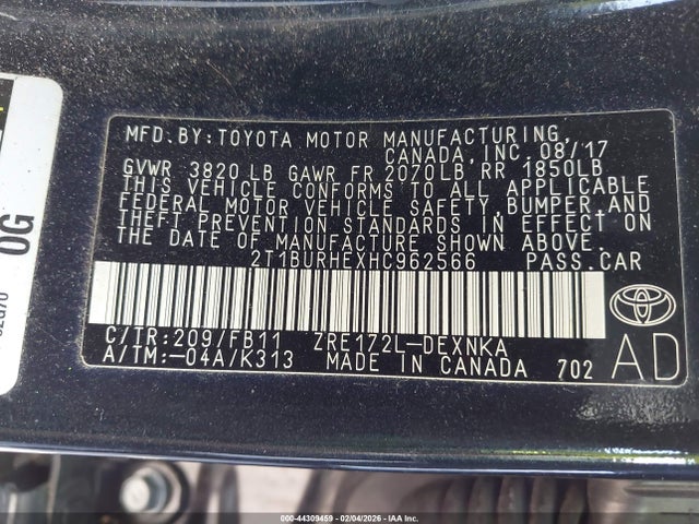 Toyota COROLLA LE 2017 2T1BURHEXHC962566 Image 9
