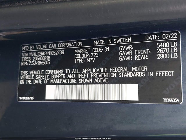 2022 VOLVO XC60 YV4L12RK4N1052739 Photo 8