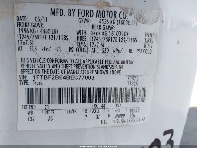 2011 FORD F-250 1FTBF2B64BEC77003 Photo 8