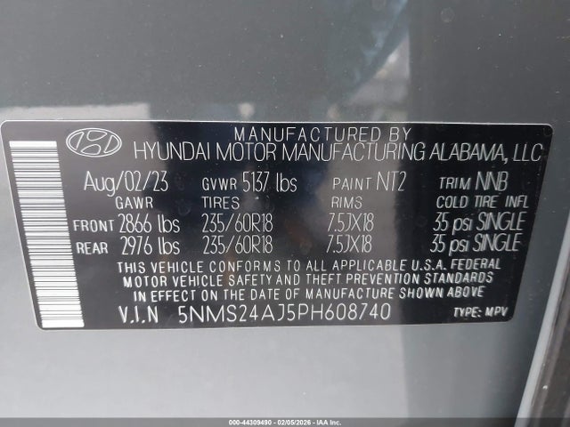Hyundai Santa Fe Sel 2023 5NMS24AJ5PH608740 Image 9