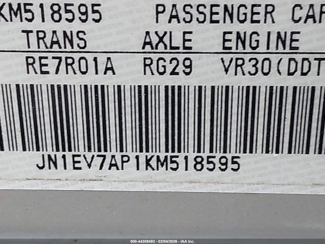 44309493 :رقم المزاد ، JN1EV7AP1KM518595 vin ، 2019 Infiniti Q50 3.0t Luxe مزاد بيع