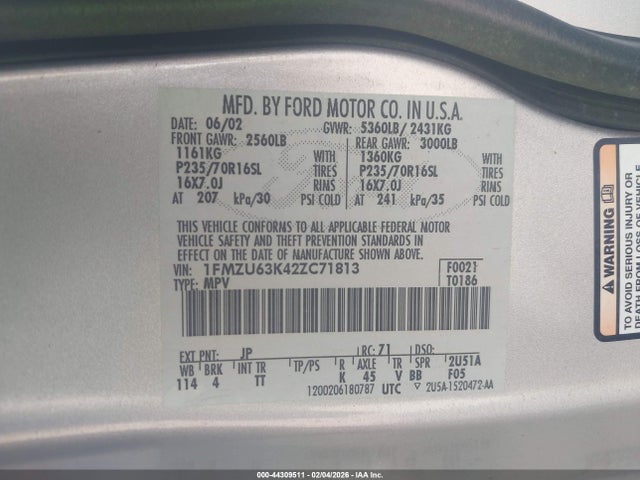 2002 FORD EXPLORER 1FMZU63K42ZC71813 Photo 8