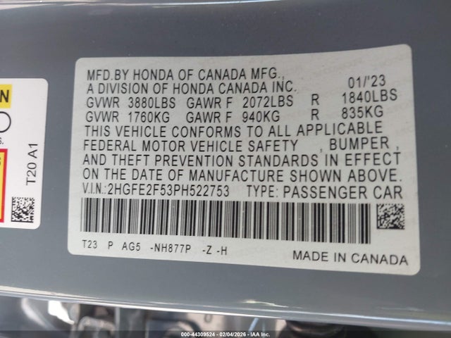 Honda Civic Sport 2023 2HGFE2F53PH522753 Image 9