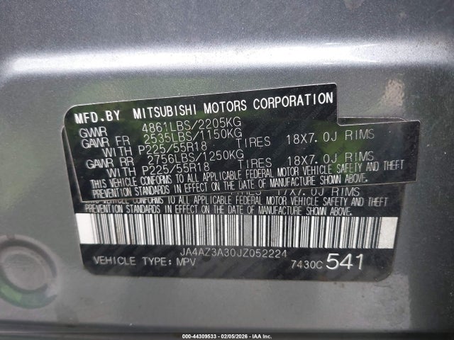 2018 MITSUBISHI OUTLANDER JA4AZ3A30JZ052224 Photo 8