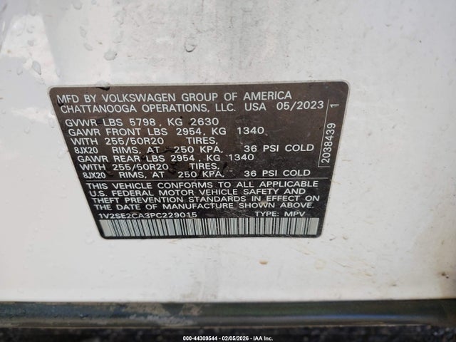 2023 Volkswagen Atlas Cross Sport 3.6l V6 Sel/3.6l V6 Sel R-line Black მანქანა იყიდება აუქციონზე, vin: 1V2SE2CA3PC229015, აუქციონის ნომერი: 44309544