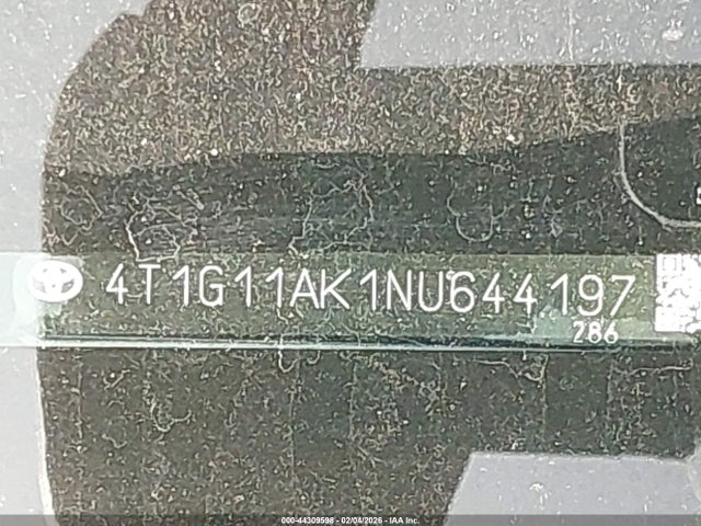 4T1G11AK1NU644197 Toyota CAMRY SE