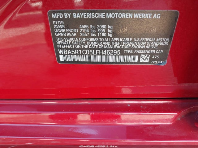 Aukcja sprzedaży 2020 Bmw 330i, vin: WBA5R1C05LFH46295, numer aukcji: 44309666