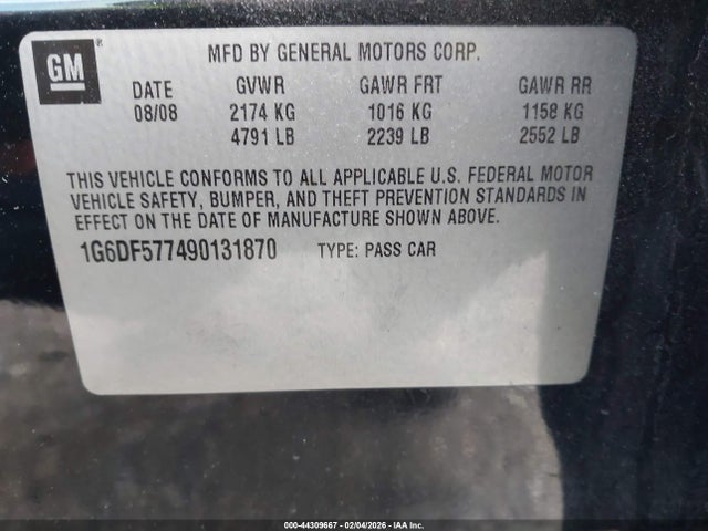 44309667 :رقم المزاد ، 1G6DF577490131870 vin ، 2009 Cadillac Cts Standard مزاد بيع
