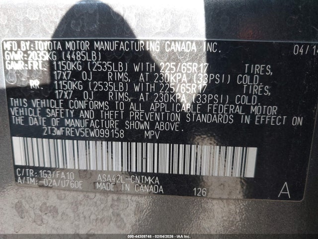 Toyota Rav4 Xle 2014 2T3WFREV5EW099158 Image 9