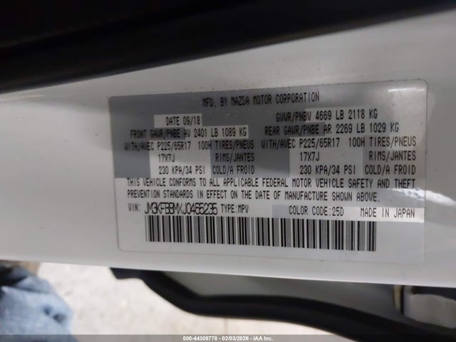 2018 Mazda Cx-5 Sport მანქანა იყიდება აუქციონზე, vin: JM3KFBBMXJ0465235, აუქციონის ნომერი: 44309778